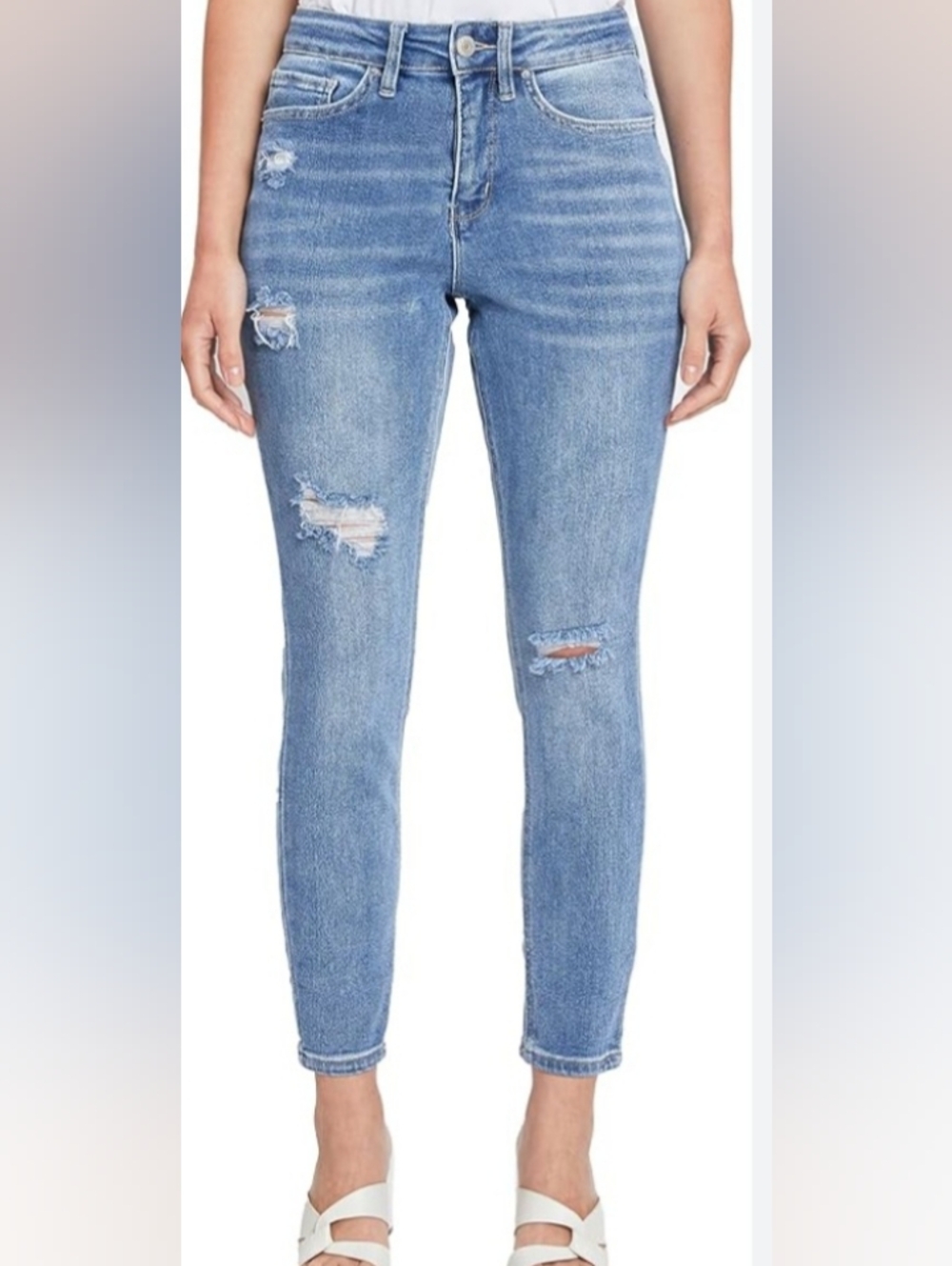 SHEIN Light Blue Distressed High Rise Women's Skinny Jeans Size L